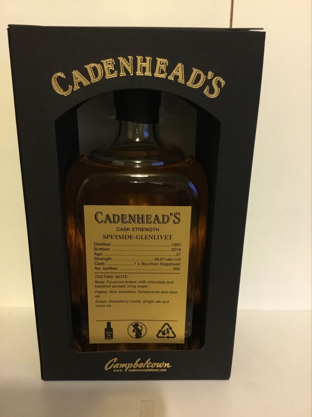 Speyside-Glenlivet 27yo 48.6% Cadenheads Gold Label - Speyside Distillery alcohol collectible - Main Image 2