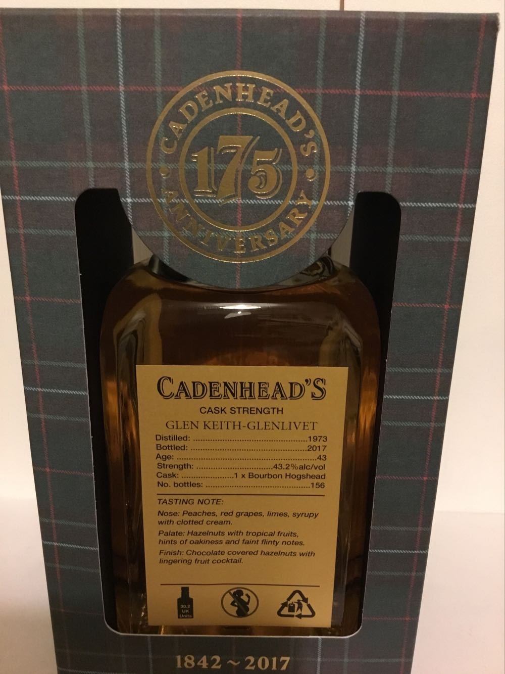 Glenkeith -Glenlivet 43yo 43.2% Cadenheads Gold Label - Glenkeith Distillery alcohol collectible - Main Image 2