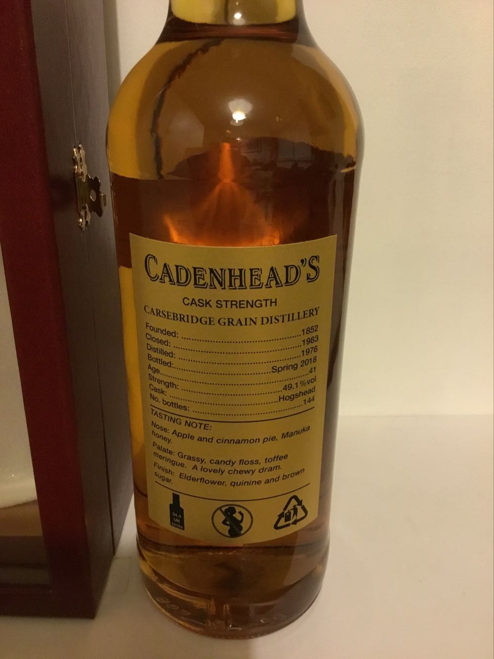 Carsebridge 41yo 49.1% Cadenheads 2018 (2025) - Carsebridge Distillery alcohol collectible - Main Image 2