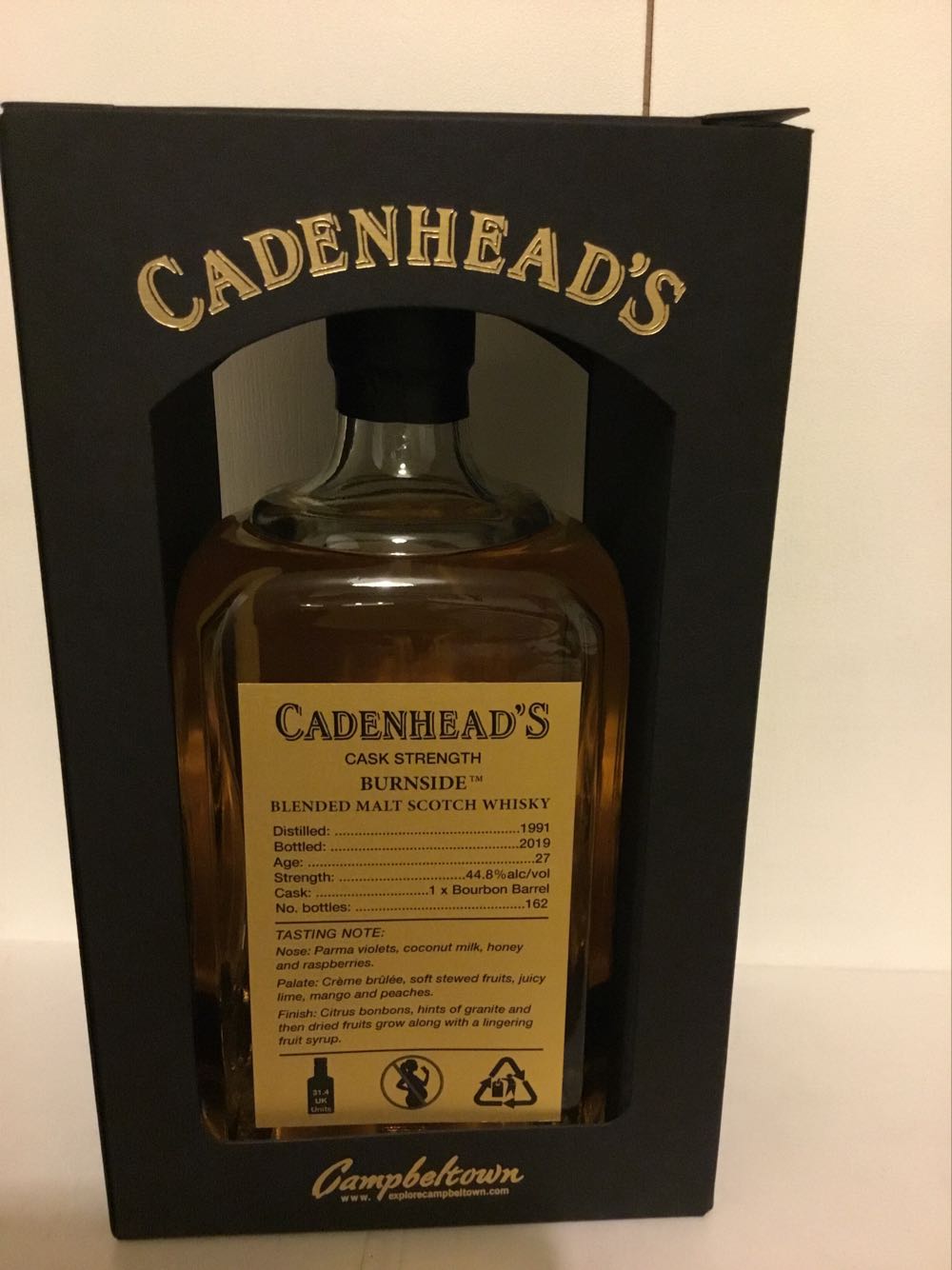 Burnside 27yo 44.8% 2019 Cadenheads Gold Label - Burnside alcohol collectible - Main Image 2