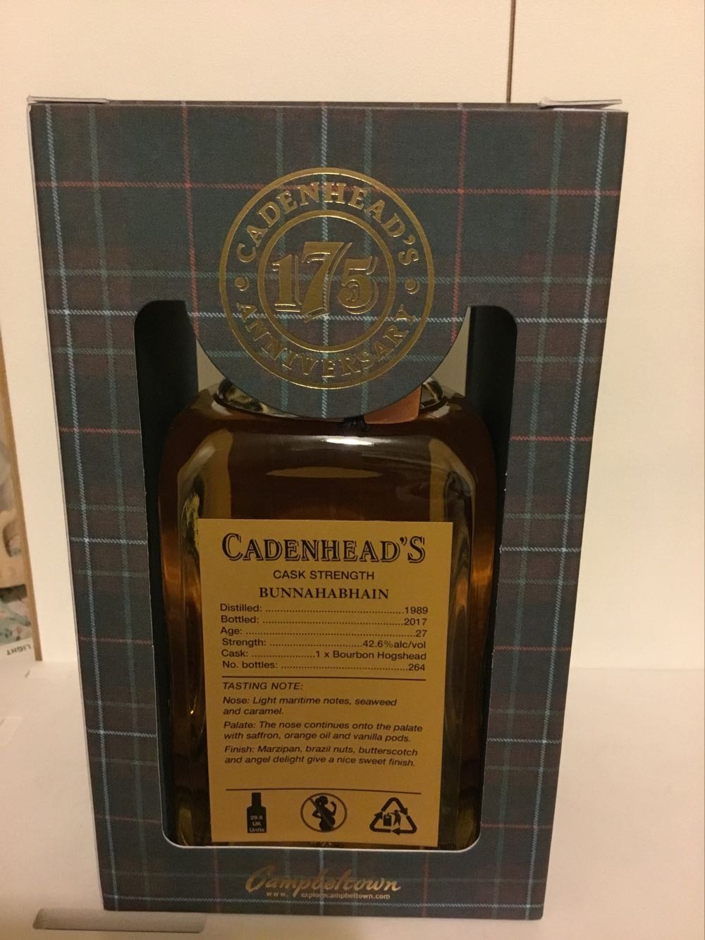 Bunnahabhain 27yo 42.6% 2017 Cadenheads Gold Label - The Bunnahabhain Distillery alcohol collectible - Main Image 2
