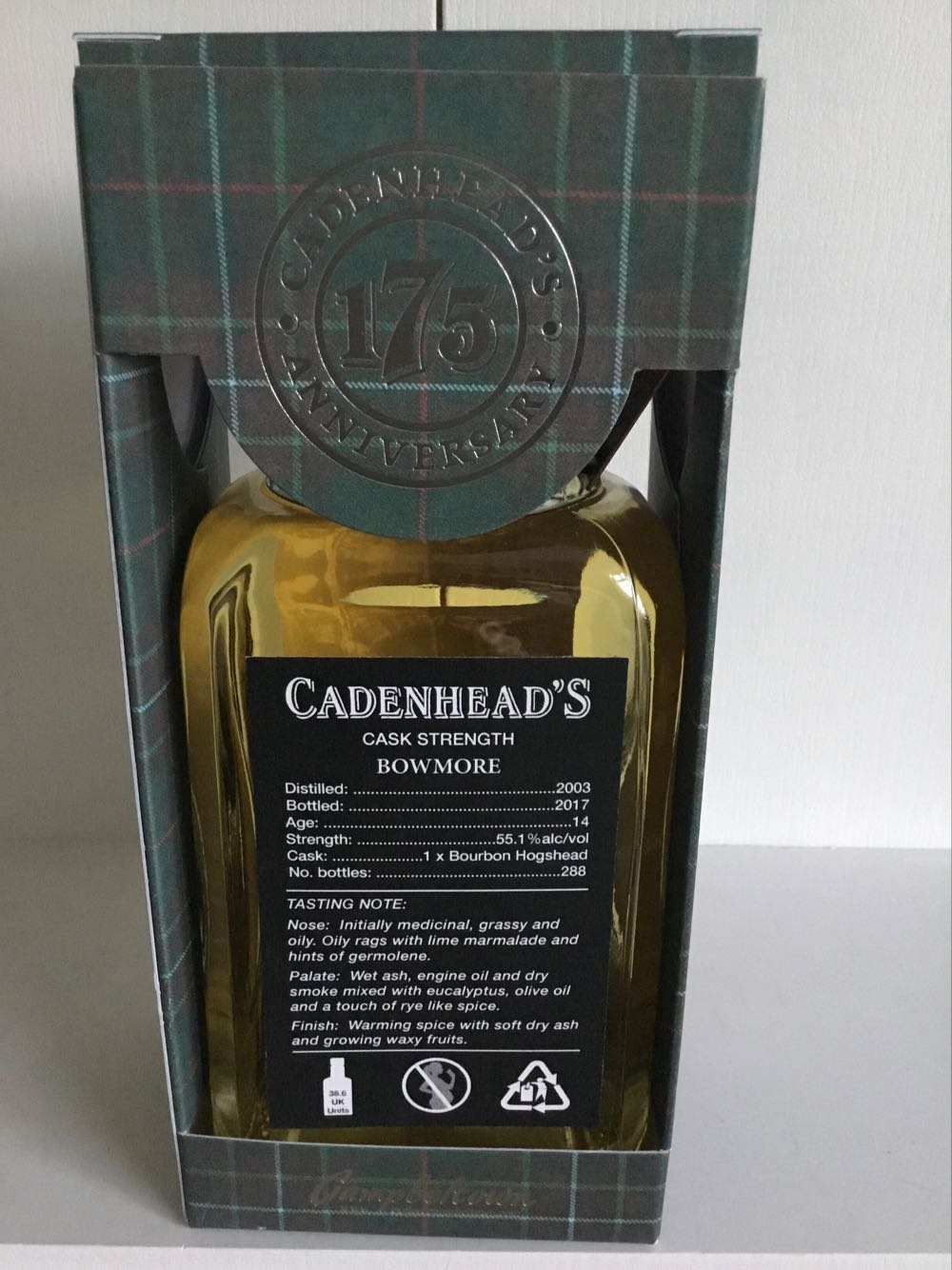 Bowmore 14yo 56.1% 2017 Single Cask Cadenheads - Bowmore Distilery alcohol collectible - Main Image 2