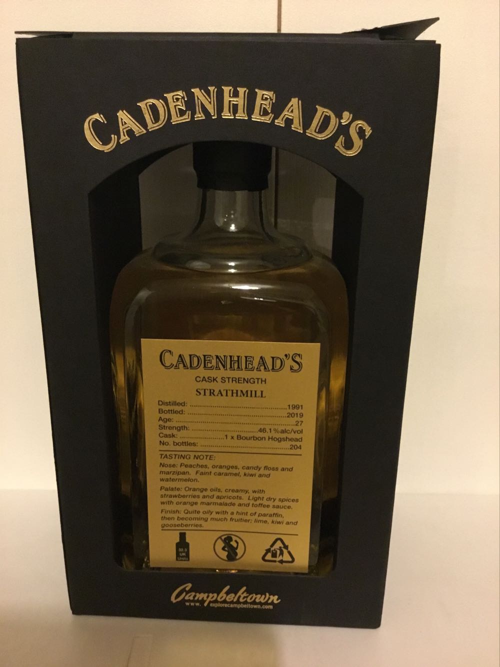 Strathmill 27yo 46.1% 2019 Gold Label Cadenheads - Strathmill Distillery alcohol collectible - Main Image 2