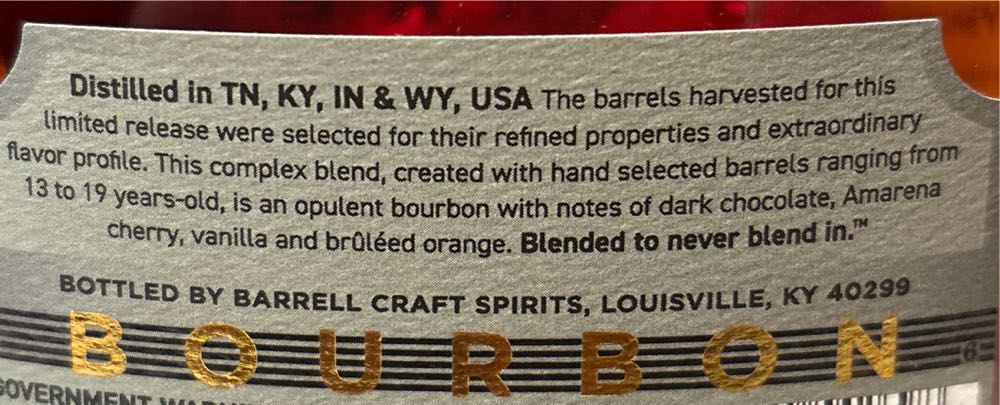 Barrell Bourbon Craft Spirits 13 yr - Barrell Craft Spirits (750 mL) alcohol collectible [Barcode 736040542698] - Main Image 2