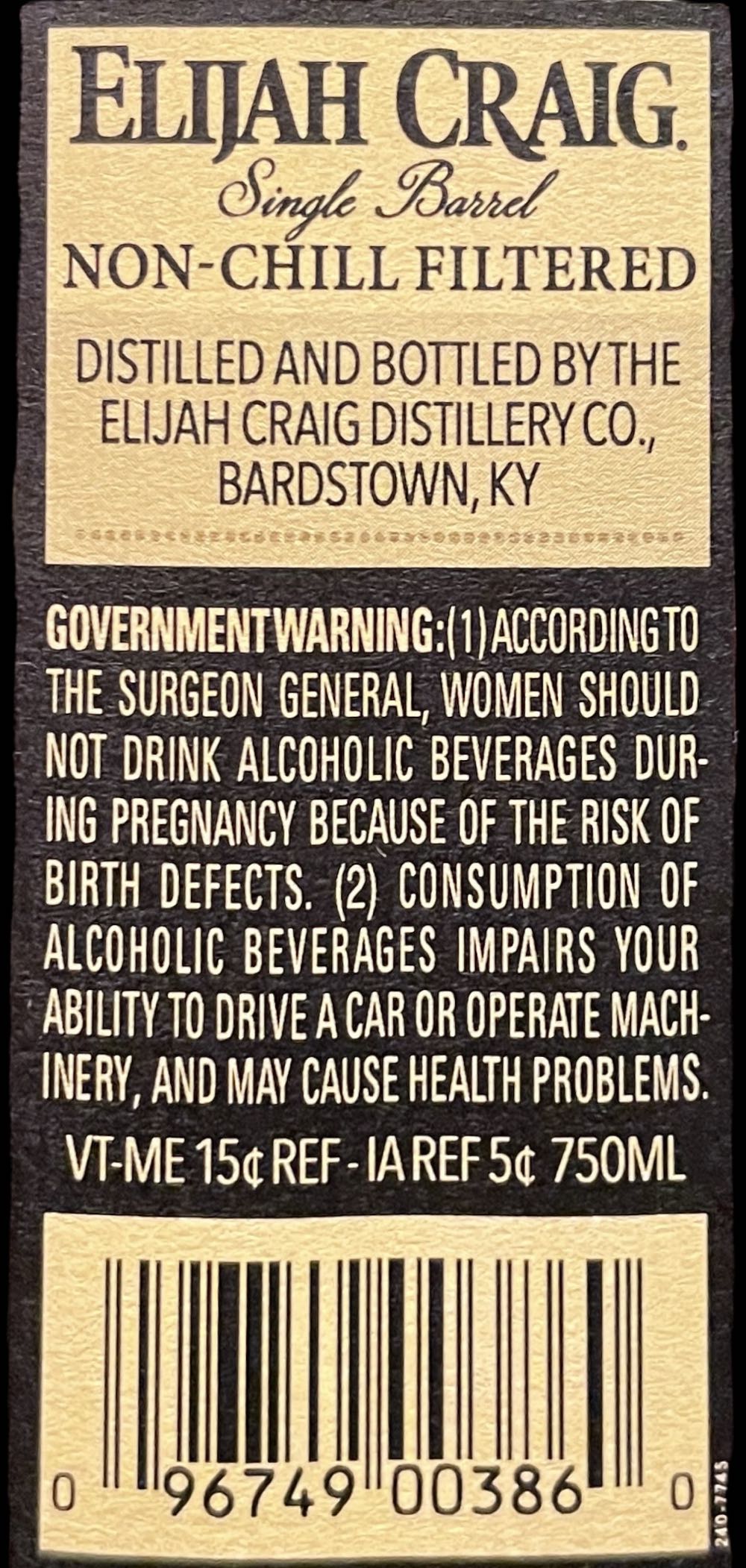 Elijah Craig Private Barrel (CGX Pick) - The Elijah Craig Distillery Co. (750 mL) alcohol collectible [Barcode 096749003860] - Main Image 3