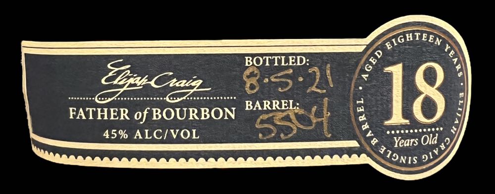 Elijah Craig 18-Year-Old - The Elijah Craig Distillery Co. (750 mL) alcohol collectible [Barcode 096749010189] - Main Image 3