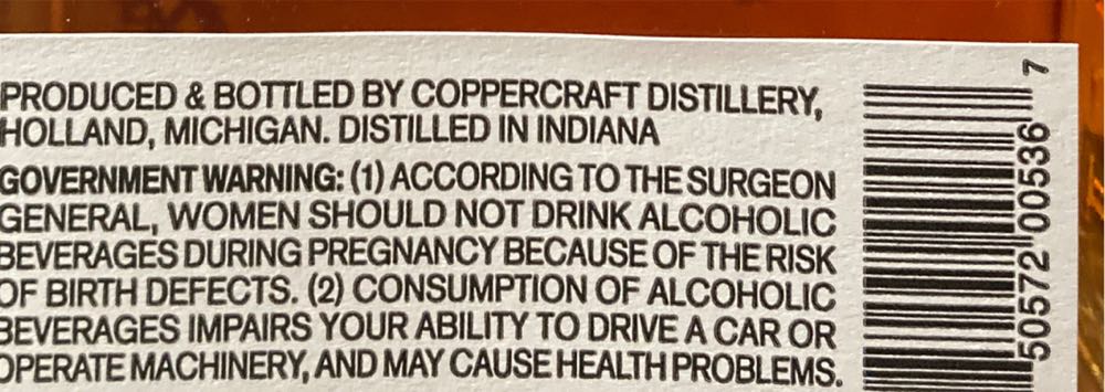 Coppercraft Distillery Straight Bourbon Whiskey - Coppercraft Distillery (750 mL) alcohol collectible [Barcode 850572005367] - Main Image 2