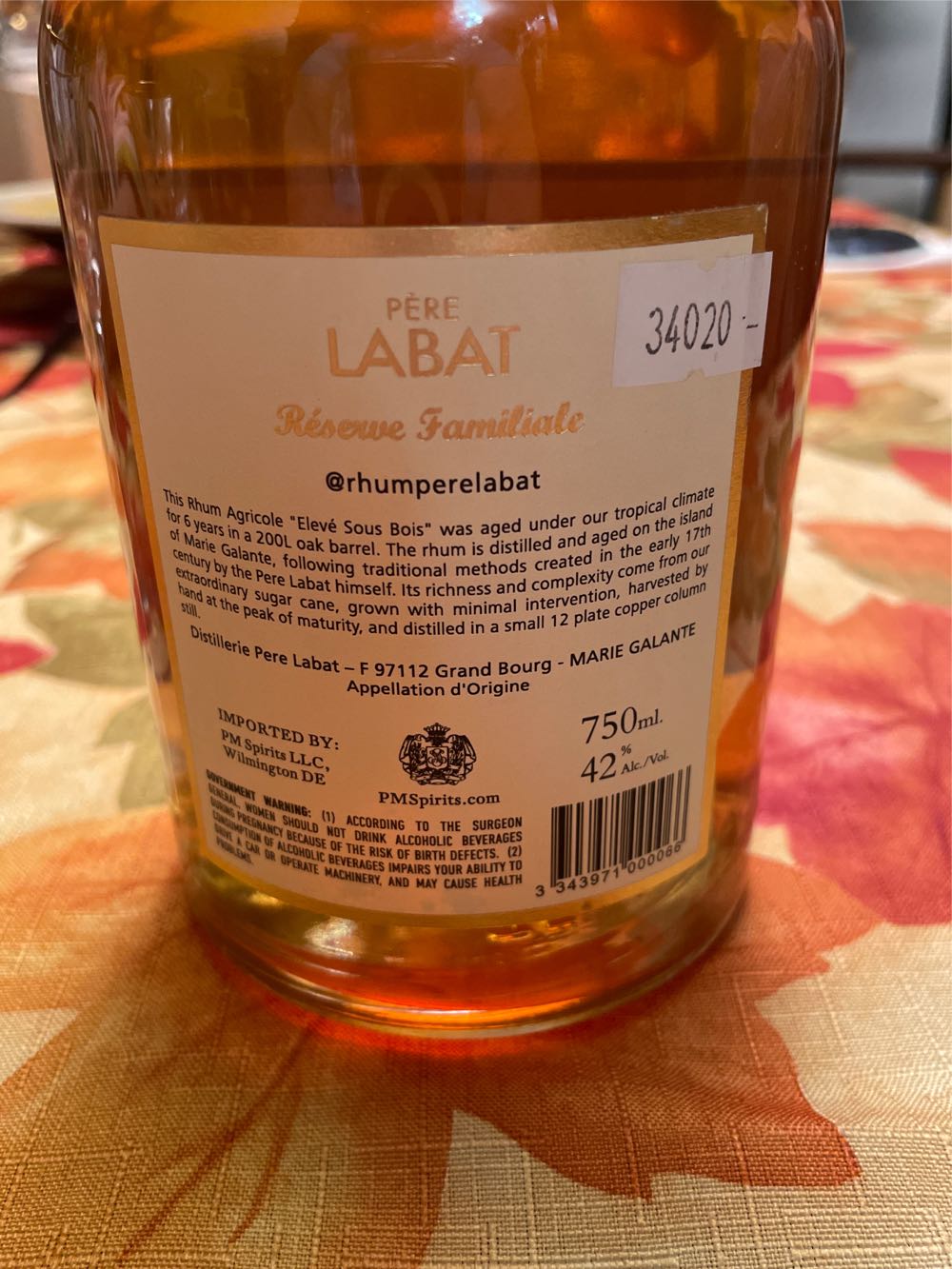 Pete Labat Reserve Familiale - Distillerie Pere Labat (750 mL) alcohol collectible [Barcode 3343971000066] - Main Image 2