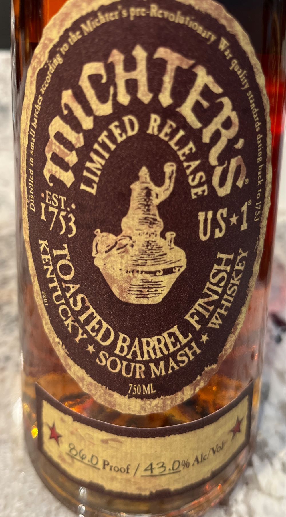 Michter’s Toasted Barrel Sour Mash Signed By The Distiller - Michter’s Distillery LLC (750 mL) alcohol collectible [Barcode 039383011464] - Main Image 3
