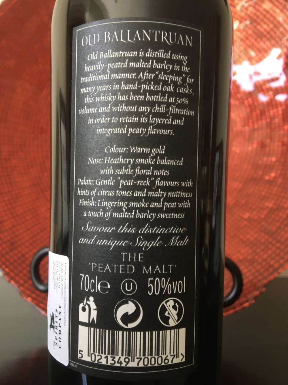 Ballantruan Single Malt Whisky Old Ballantruan The Peated Malt 50%  (700 mL) alcohol collectible [Barcode 5021349700067] - Main Image 3