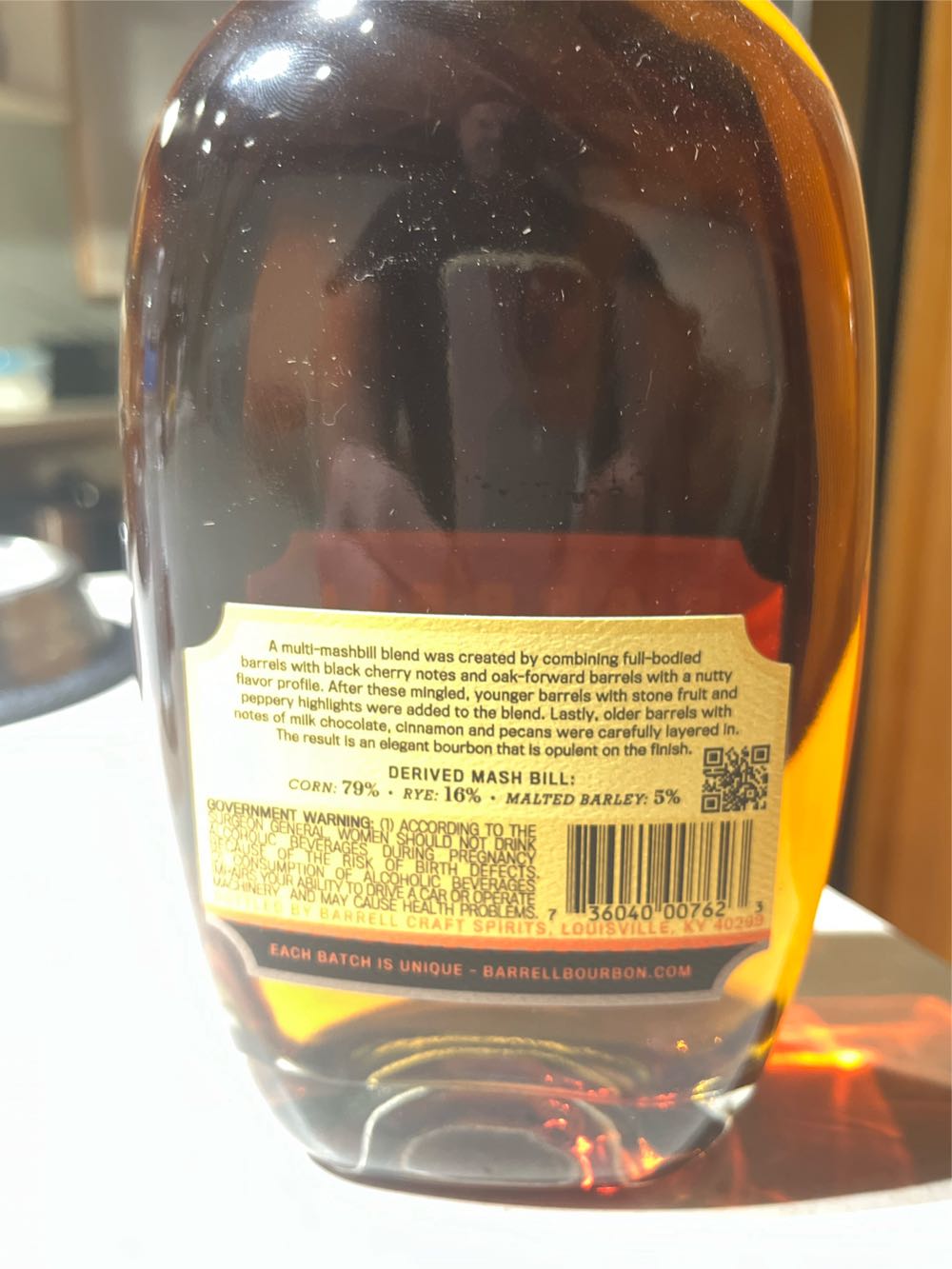Barrell Bourbon Cask Strength batch 36 - Barrell Craft Spirits (750 mL) alcohol collectible [Barcode 736040004684] - Main Image 2