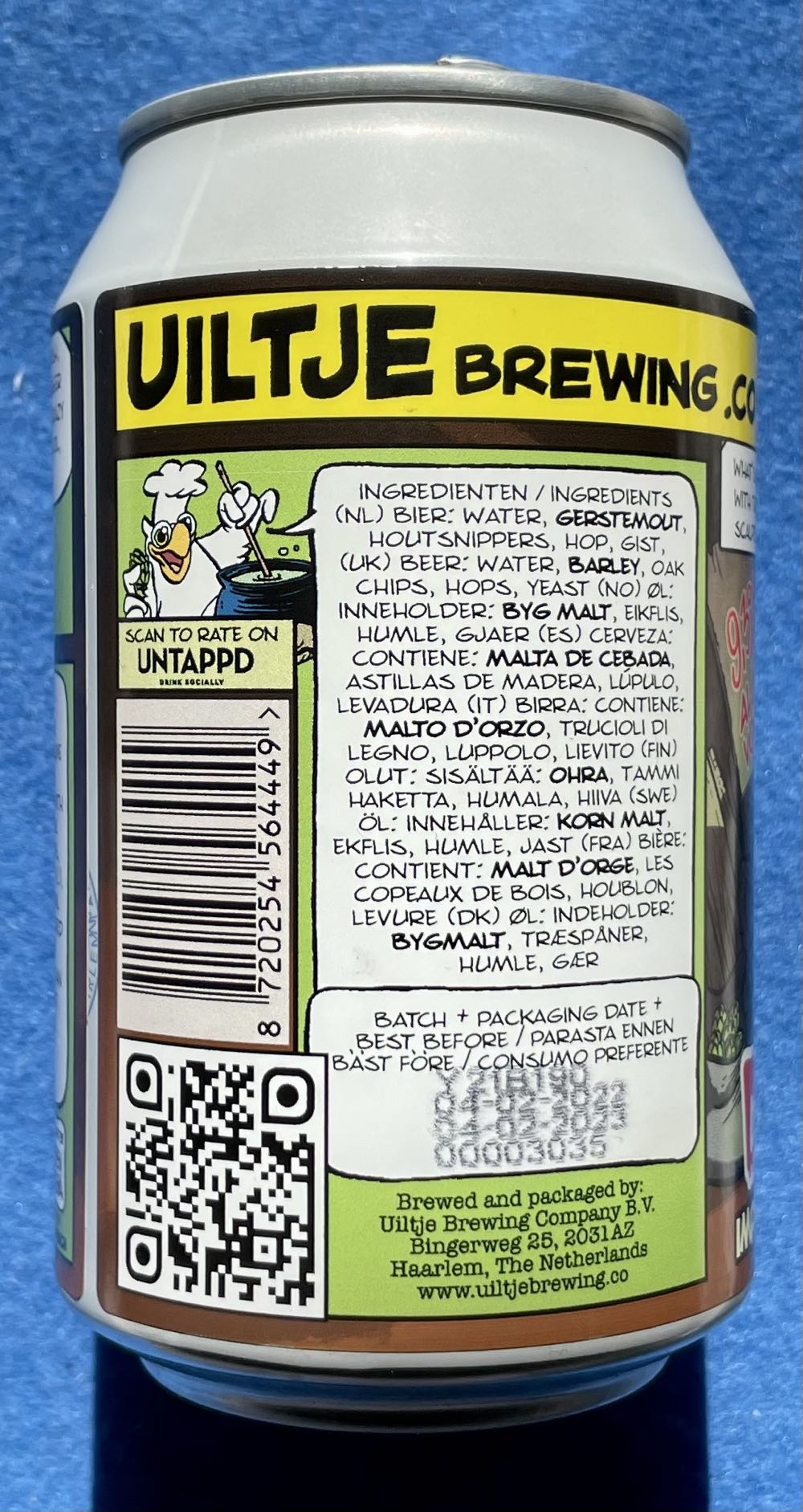 Dr. Raptor Imperial IPA With Oak Chips - Uiltje Brewing Company (330 mL) alcohol collectible [Barcode 8720254564449] - Main Image 4