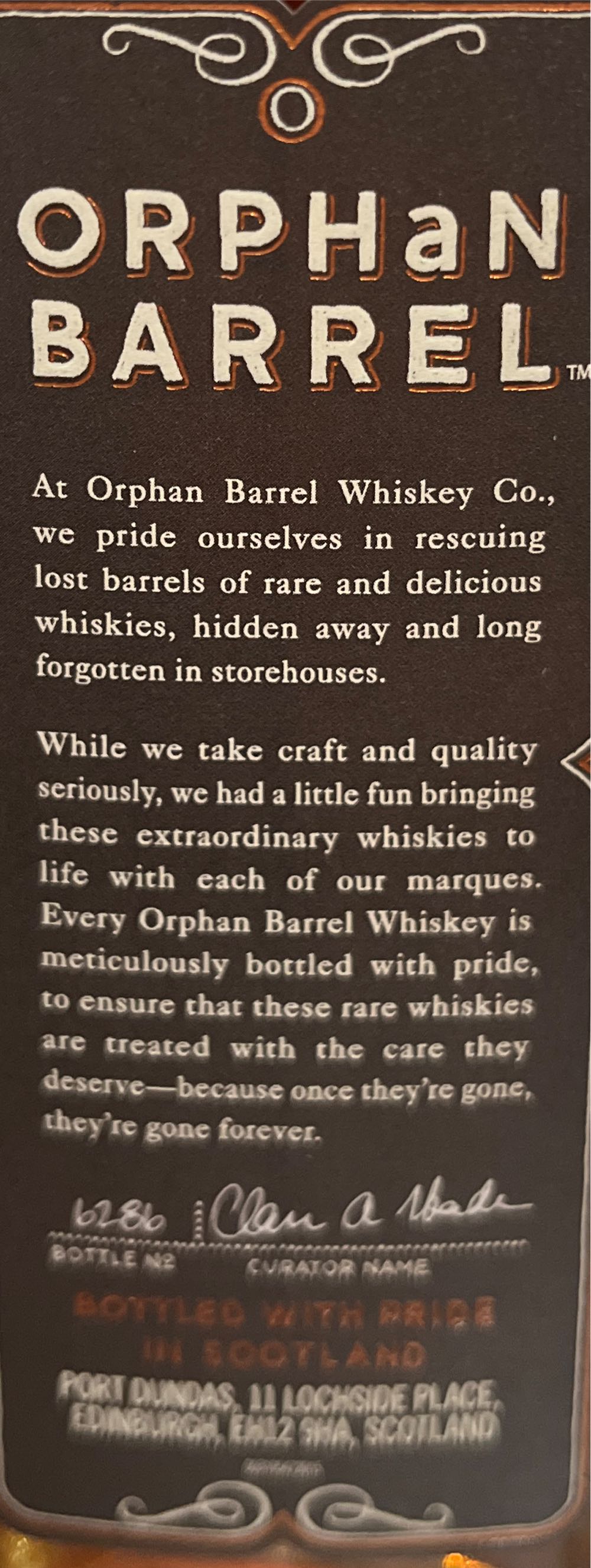 Orphan Barrel Muckety Muck 25 Yr - Orphan Barrel Whiskey Distilling Co. (750 mL) alcohol collectible [Barcode 088076186873] - Main Image 3