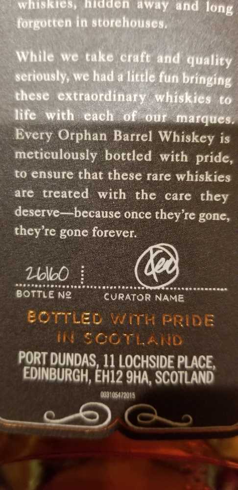 Orphan Barrel Muckety Muck 25 Yr - Orphan Barrel Whiskey Distilling Co. (750 mL) alcohol collectible [Barcode 088076186873] - Main Image 4