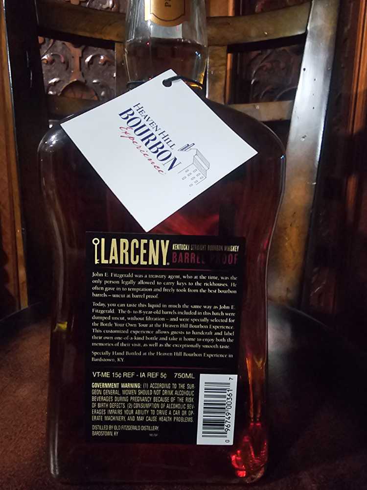 Larceny Barrel Proof - YDB Edition - Old Fitzgerald Distillery (750 mL) alcohol collectible [Barcode 096749003617] - Main Image 3