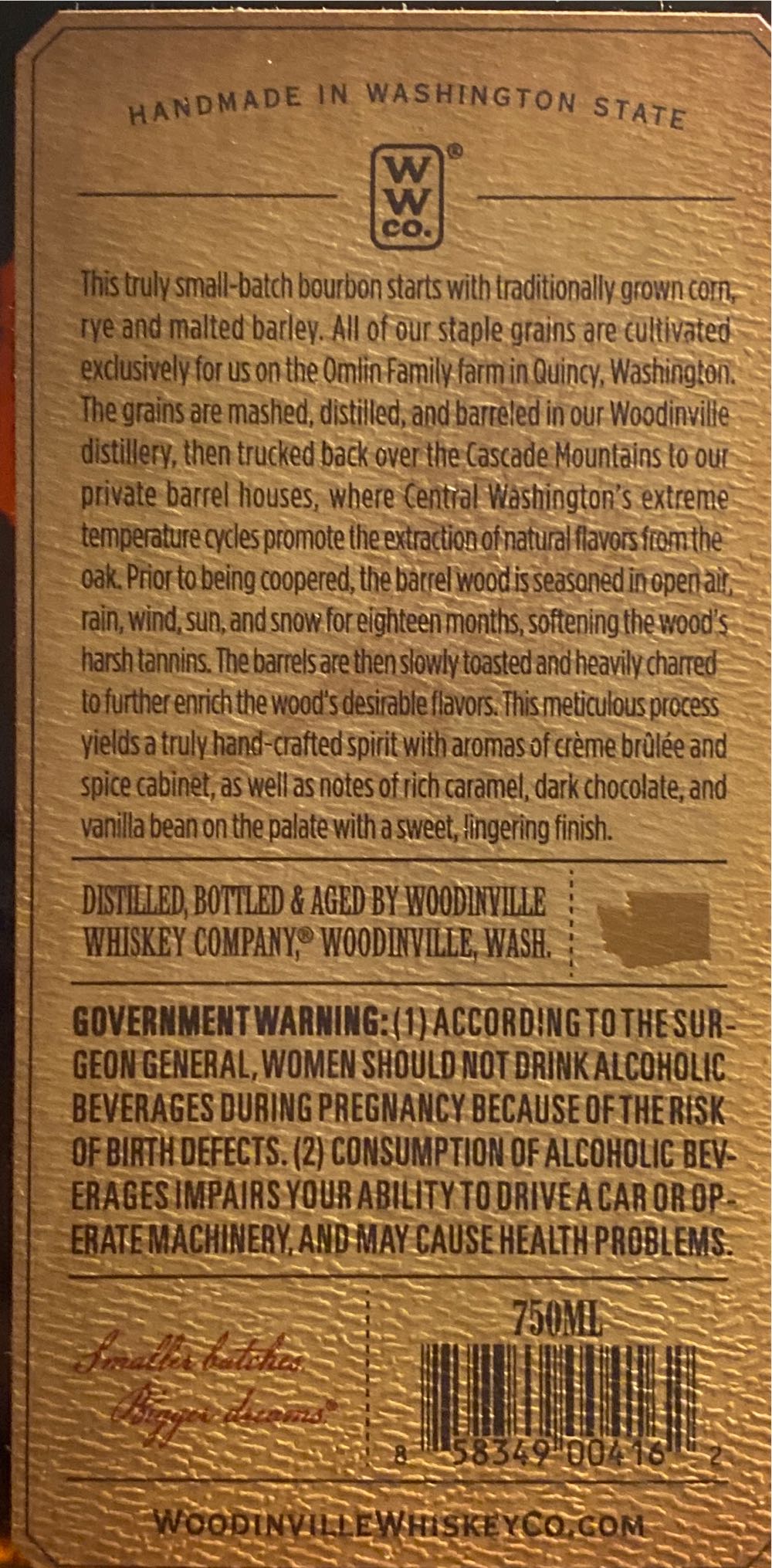 Woodinville Private Select Single Barrel - Woodinville Whiskey Co (750 mL) alcohol collectible [Barcode 858349004162] - Main Image 3