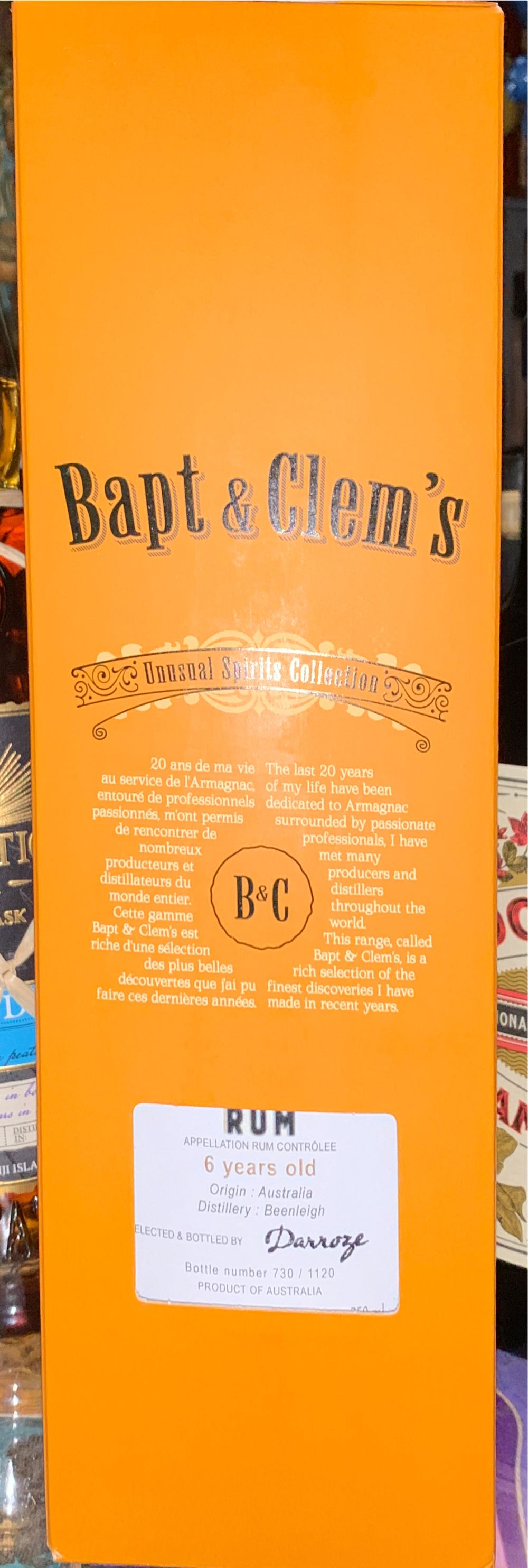 Bapt & Clem’s Unusual Spirits Collection - Beenleigh alcohol collectible [Barcode 3760070605594] - Main Image 2