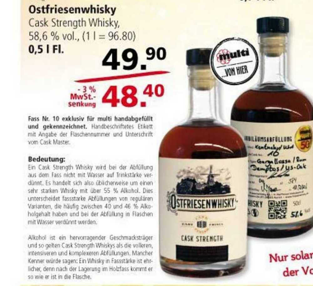 Ostfriesenwhisky Cask Strength Jubiläums Abfüllung 50 Jahre COMBI - Friesenwhisky eG (0.5 L) alcohol collectible - Main Image 2