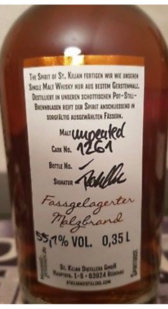 St.Kilian Distillery Only Sherry Cask Cask 1261 - St.Kilian (0,35mL) alcohol collectible - Main Image 2