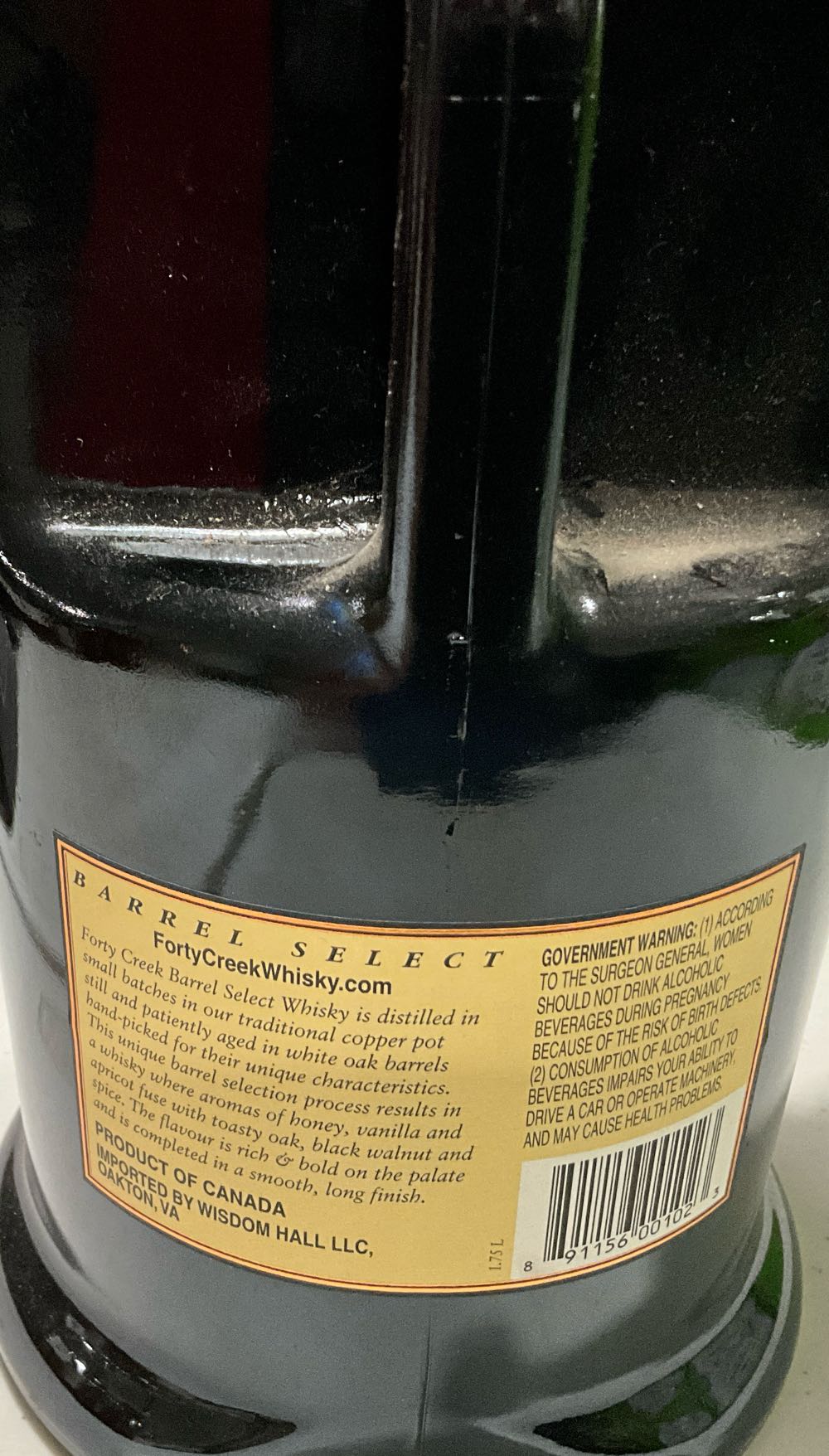 Forty Creek Niagara Canadien Whisky Barrel Select - Kittling Ridge Distillary (1.75 mL) alcohol collectible [Barcode 891156001023] - Main Image 2