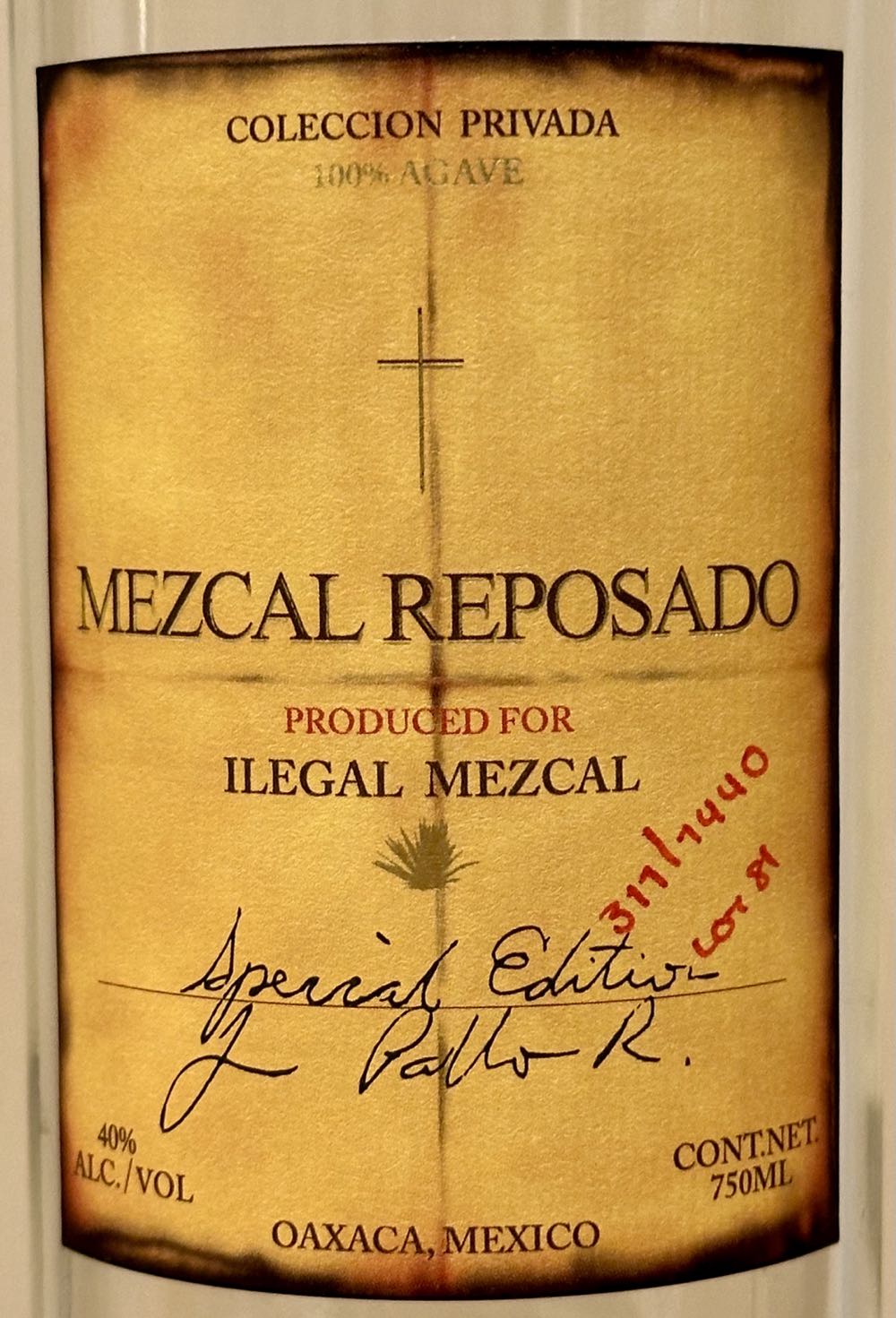 Ilegal Mezcal Reposado - Maestros Del Maguey y Mezcal De Amor, Mex (750 mL) alcohol collectible [Barcode 089744757333] - Main Image 2
