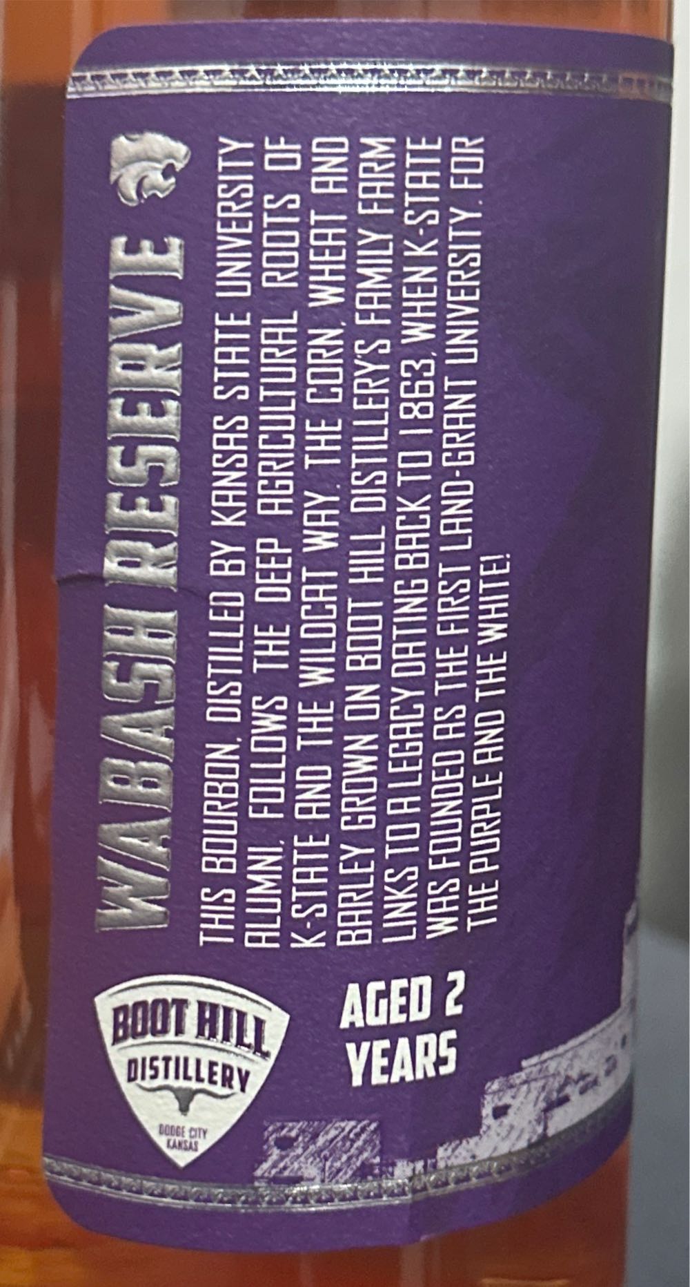 Wabash Reserve Bourbon Whiskey - Boot Hill Distillery (750 mL) alcohol collectible [Barcode 810007653808] - Main Image 2