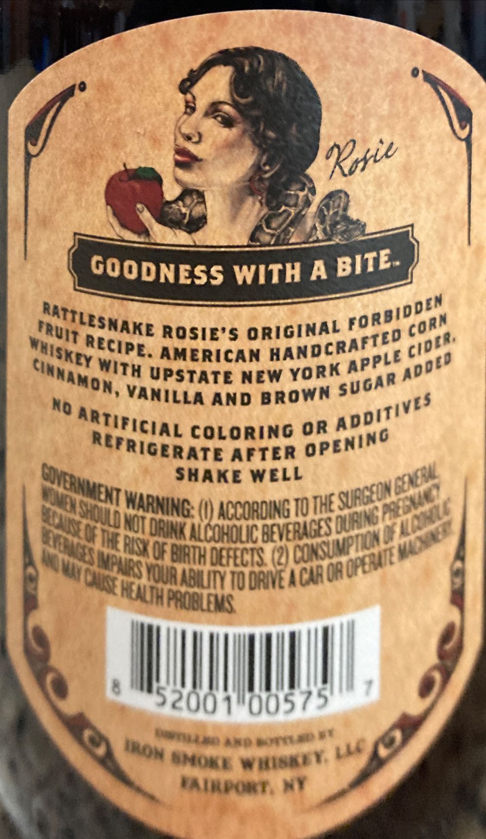 Iron Smoke Rattlesnake Rosie’s Apple Pie - Iron Smoke Distillery (750 mL) alcohol collectible [Barcode 852001005757] - Main Image 2