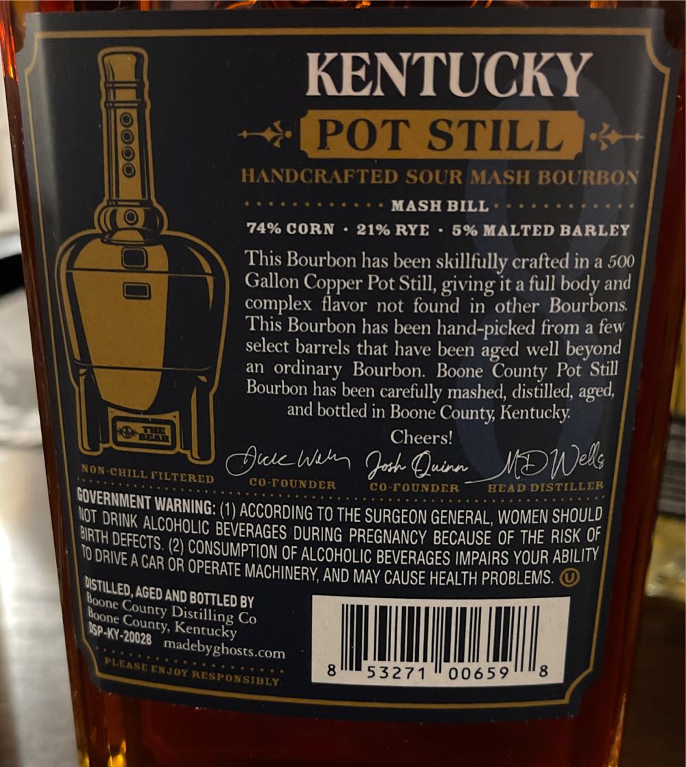 Boone County Kentucky Pot Still Bourbon - Boone County Distilling Co. (750 mL) alcohol collectible [Barcode 853271006598] - Main Image 2