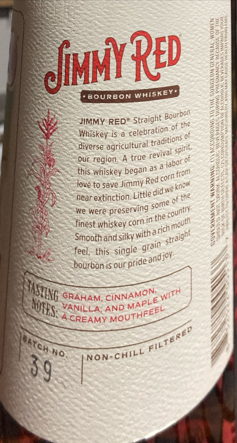 Jimmy Red Classic Sweet Mash - High Wire Distilling Co (750 mL) alcohol collectible [Barcode 852522005137] - Main Image 2
