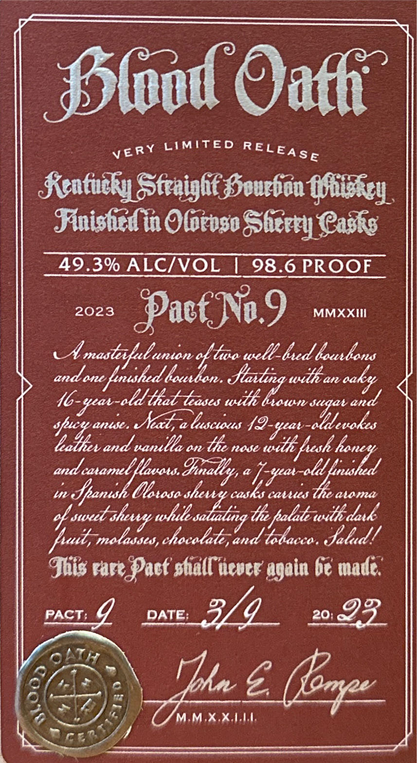 Blood Oath Pact No. 9 - Lux Riw Distillers (750 mL) alcohol collectible - Main Image 2