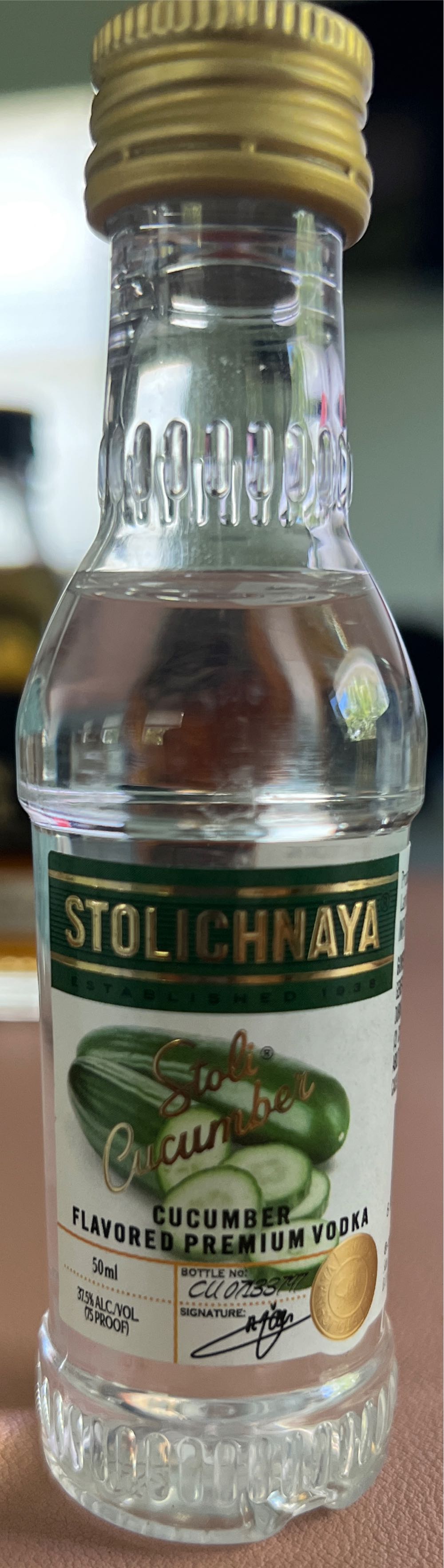 Stolichnaya Cucumber Vodka - AS Latvijas Balzams (50 mL) alcohol collectible [Barcode 811751022674] - Main Image 2