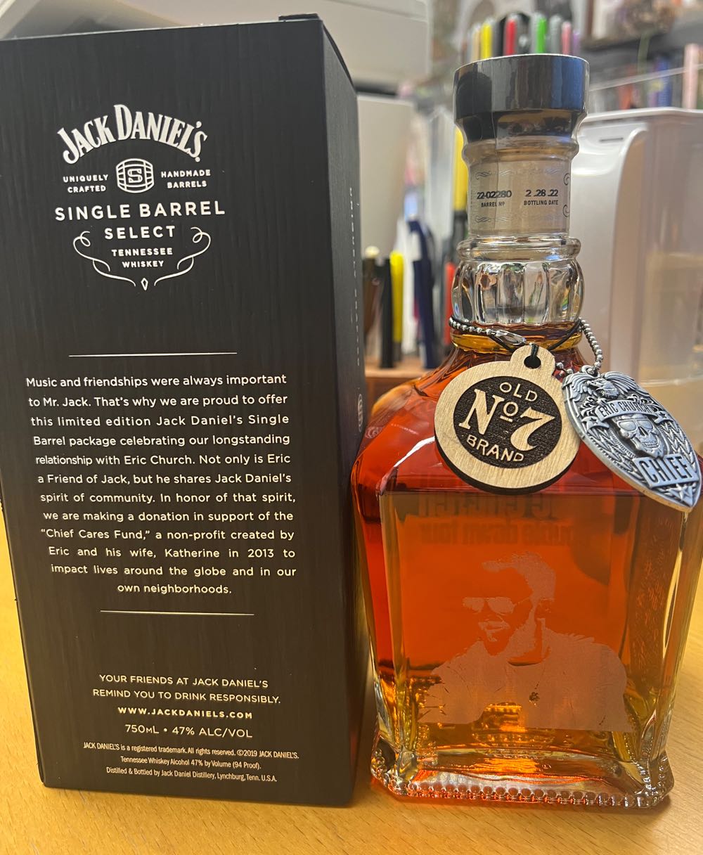 Eric Church 2022 Engraved - Jack Daniel’s Distillery, Lynchburg, TN (750 mL) alcohol collectible [Barcode 082184087008] - Main Image 3