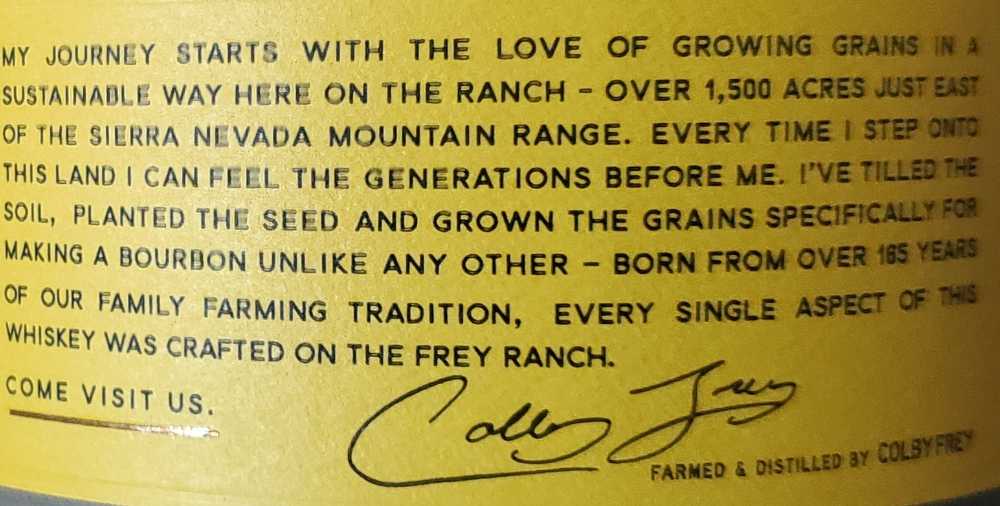 Frey Ranch Straight Bourbon Whiskey - Frey Ranch Farmers + Distillers (750 mL) alcohol collectible [Barcode 891211002309] - Main Image 3