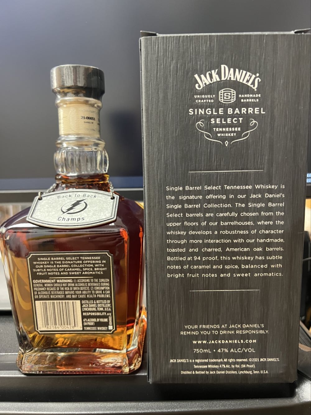 Back To Back Champions 2021 - Jack Daniel’s Distillery, Lynchburg, TN (750 mL) alcohol collectible [Barcode 082184004289] - Main Image 3