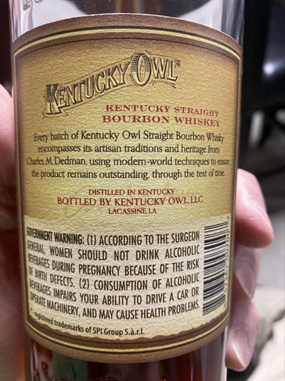 Kentucky Owl Bourbon - Single Batch 11 - Kentucky Owl (750 mL) alcohol collectible [Barcode 857361007007] - Main Image 2
