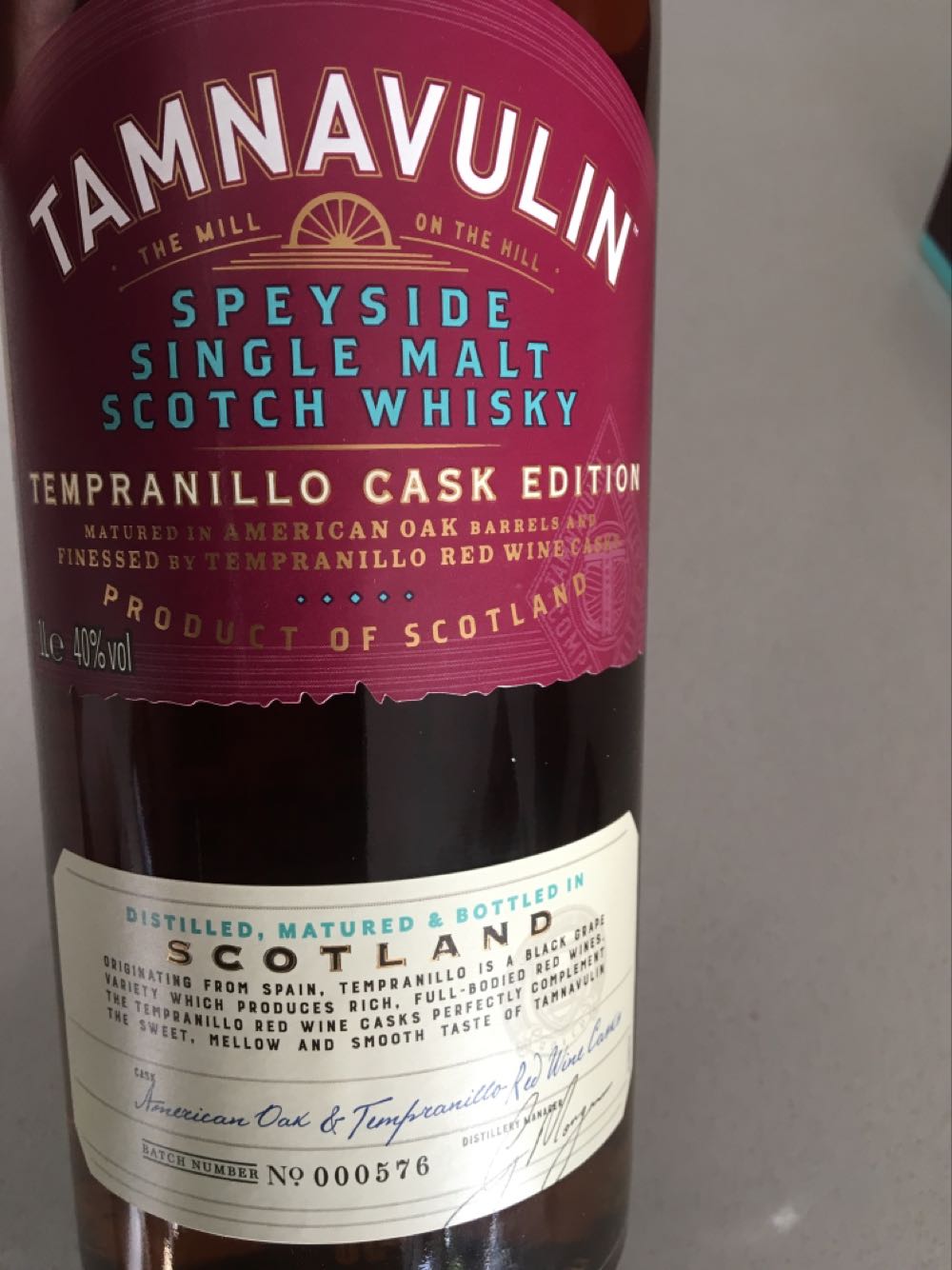 Tamnavulin Cask 1ltr Single Malt Whisky Tamnavulin Tempranillo Cask Edition  alcohol collectible [Barcode 5013967013759] - Main Image 3
