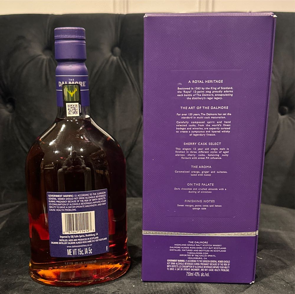 The Dalmore Sherry Cask Select 12yr - The Dalmore Distillery Scotland (750 mL) alcohol collectible [Barcode 087647114123] - Main Image 2
