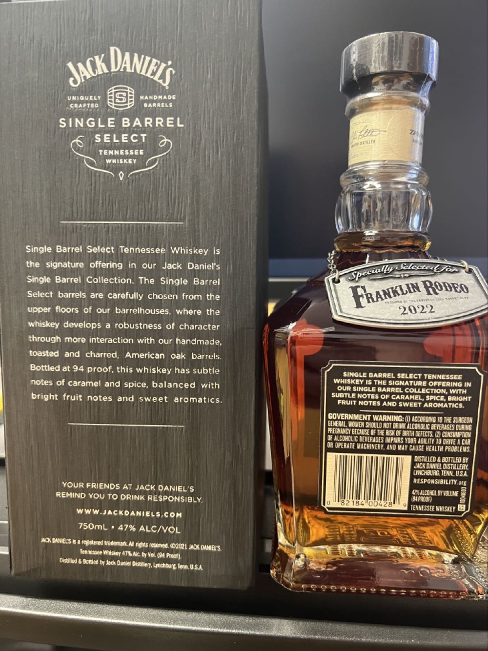 Franklin Rodeo 2022 - Jack Daniel’s Distillery, Lynchburg, TN (750 mL) alcohol collectible [Barcode 082184004289] - Main Image 3