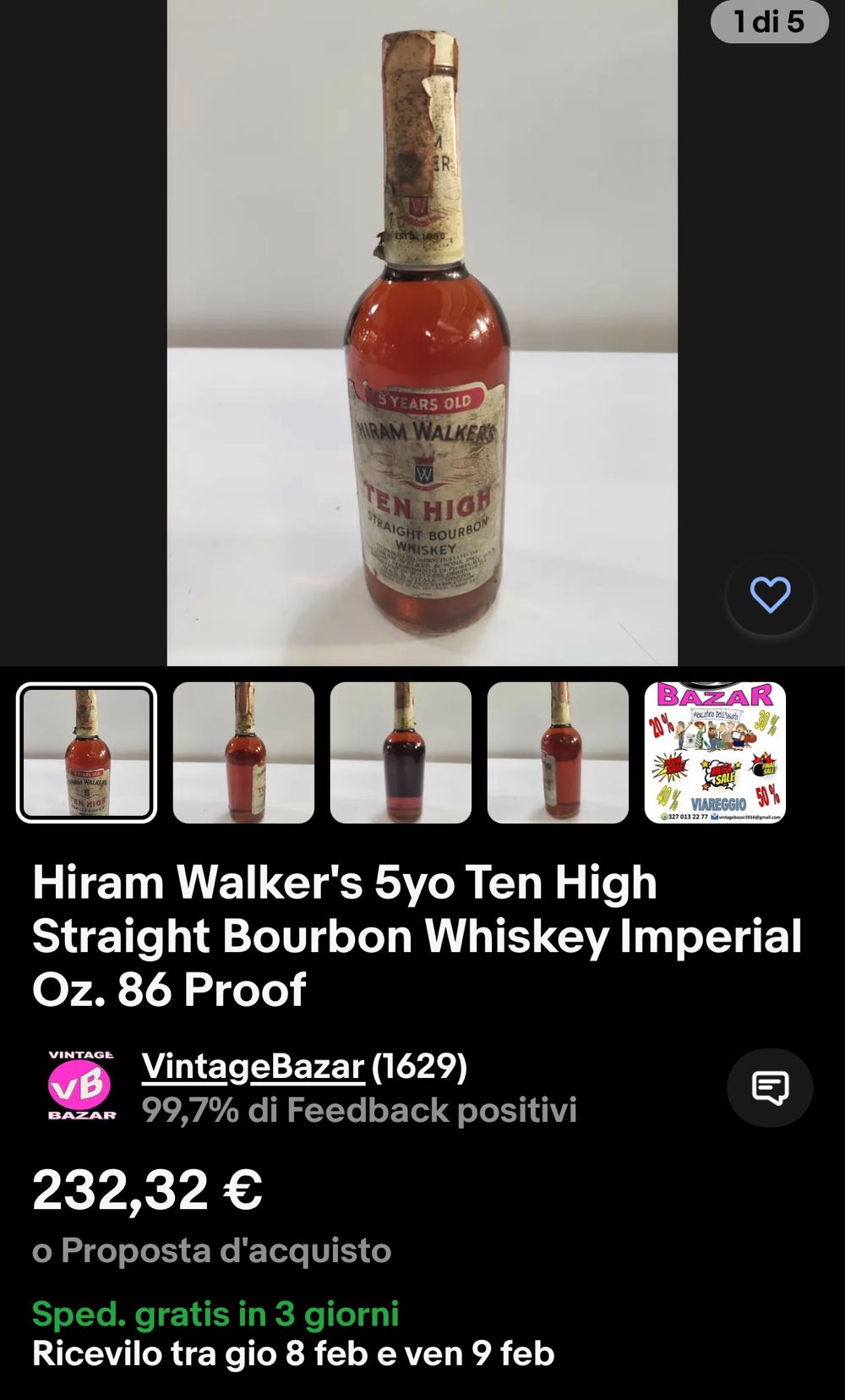 Ten High 5yo Imp VAX&VITALE - Hiram Walker & Sons Distillery (750 mL) alcohol collectible [Barcode 089540134567] - Main Image 3