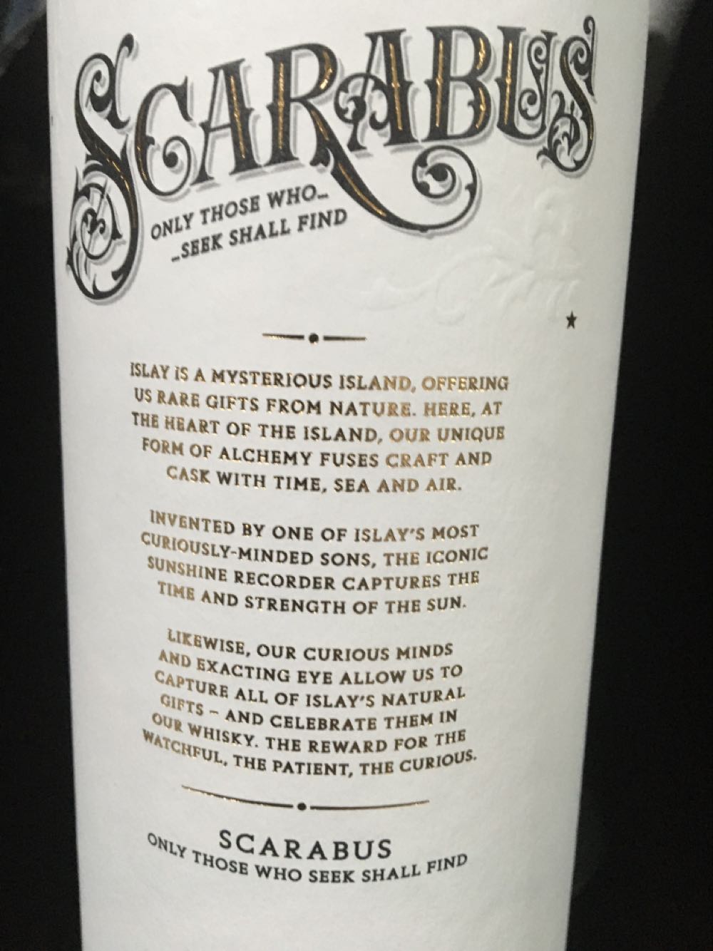 Scarabus Islay Single Malt 46% Vol. 07 Ltr. Flasche  alcohol collectible [Barcode 5060354267301] - Main Image 4