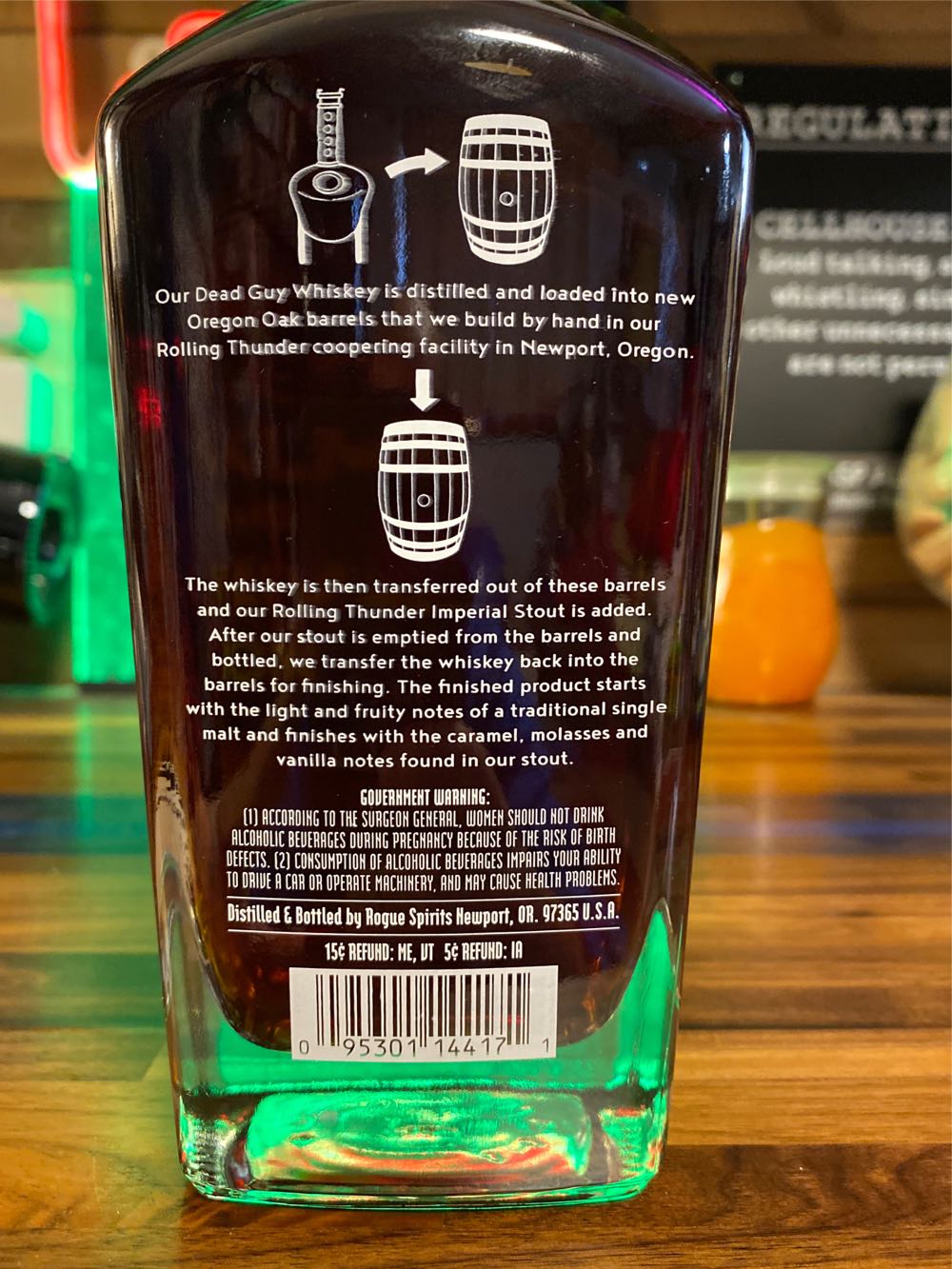 Rogue Spirits Rolling Thunder Stouted Whiskey 750ml - Rogue Spirits Distillery, Newport, OR (750 mL) alcohol collectible [Barcode 095301144171] - Main Image 4