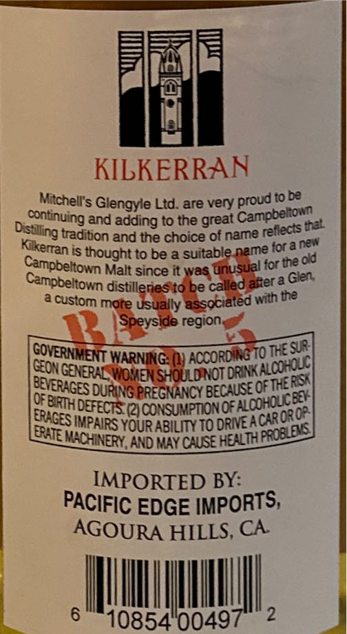 Kilkerran Heavily Single Malt Batch #5 - Kilkerran Glengyle Distillery (750 mL) alcohol collectible [Barcode 610854004972] - Main Image 3