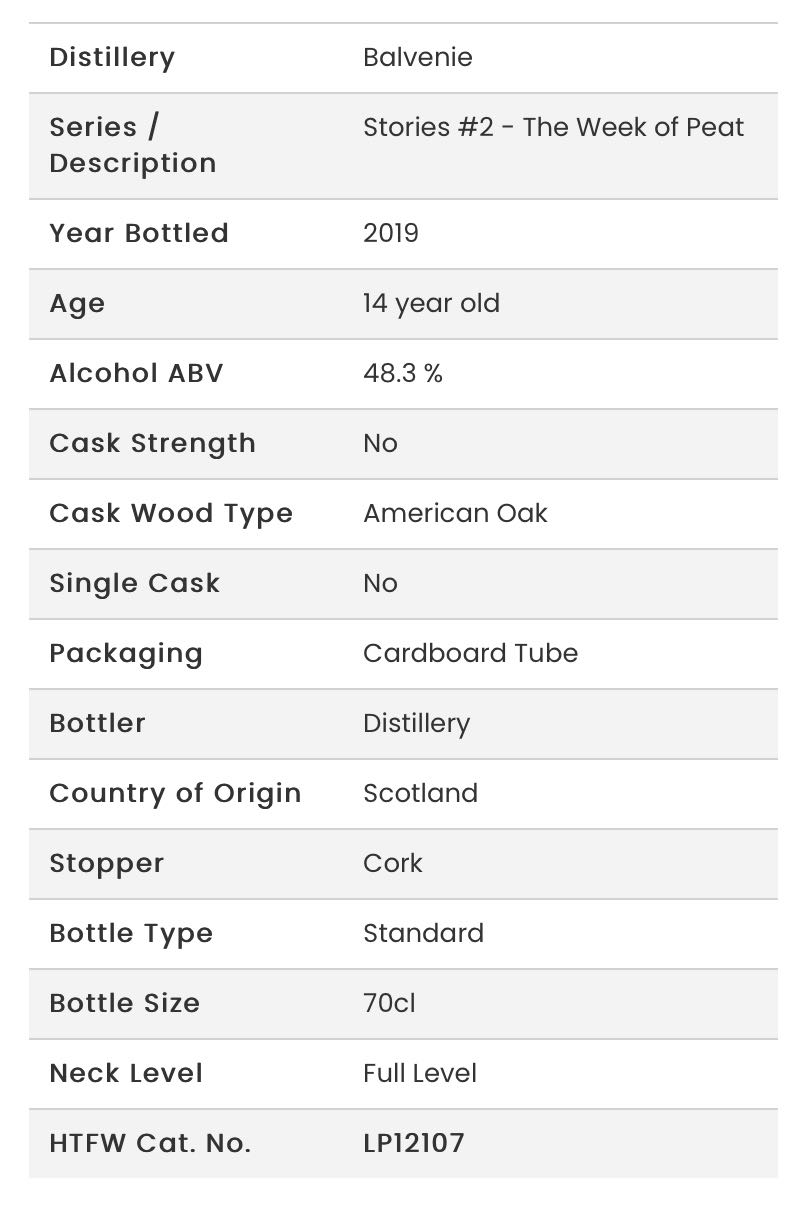 The Balvenie - Stories #2 - The Week of Peat 14Yr Whisky - Balvenie Distillery (700 mL) alcohol collectible [Barcode 5010327525945] - Main Image 2