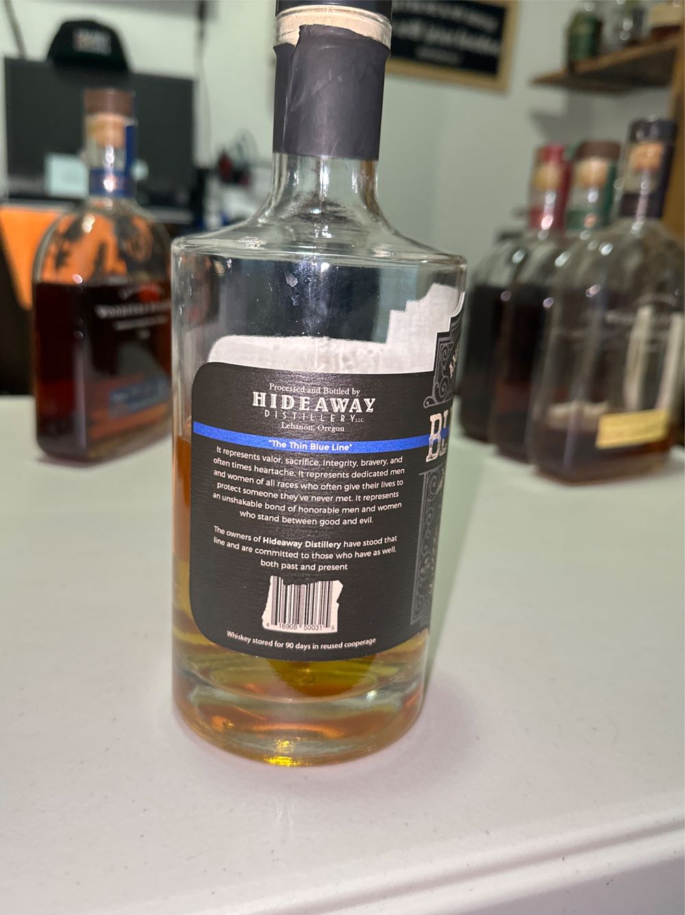 Unapologetic American Whiskey - Blue Line - Hideaway Distillery (750 mL) alcohol collectible [Barcode 616908500315] - Main Image 2
