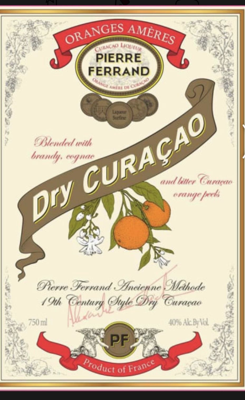 Pierre Ferrand Dry Curacao Orange - Pierre Ferrand, France (750 mL) alcohol collectible - Main Image 2