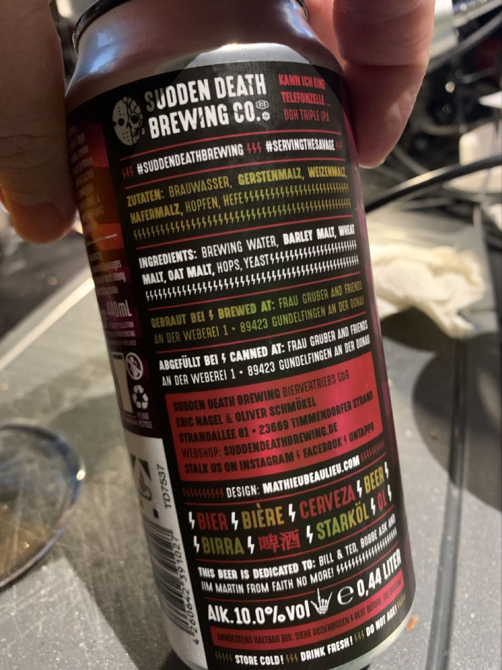 Kann Ich Eine Telefonzelle Gefinden - Sudden Death (440 mL) alcohol collectible [Barcode 4260642391027] - Main Image 3