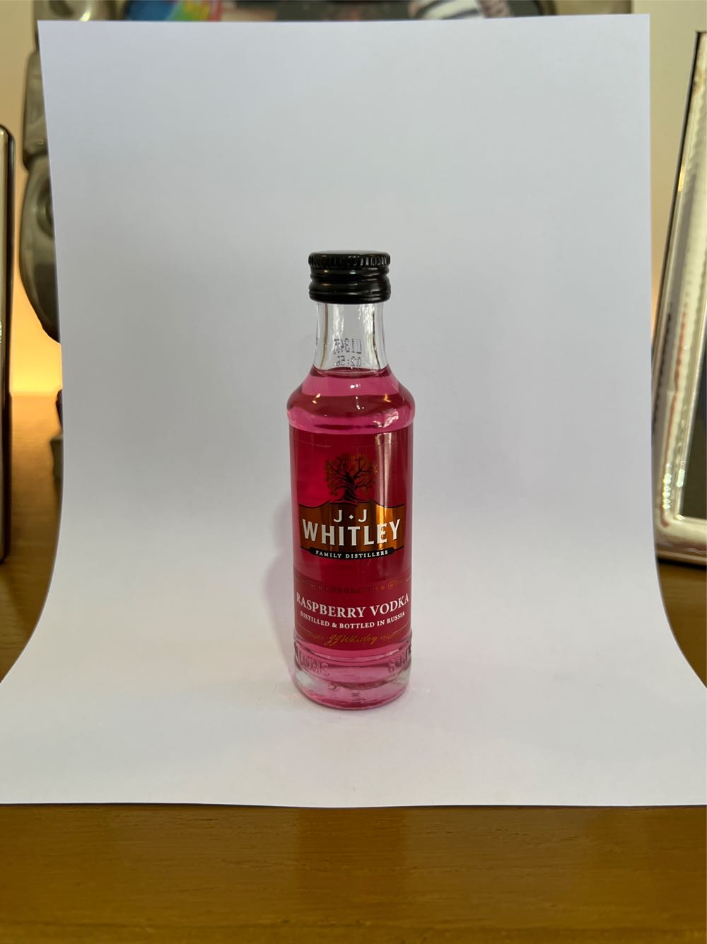Raspberry Vodka - J J Whitley Family Distillers (50 mL) alcohol collectible [Barcode 5011166060734] - Main Image 2