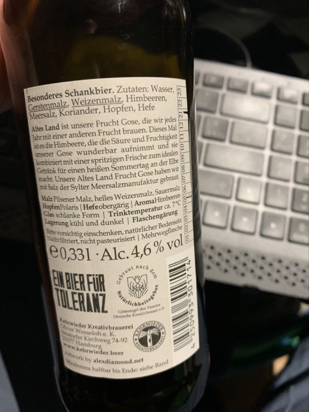 Kehrwieder Skagen Sanddorn Gose Craft Beer District - Kehrwieder HH (0,33 L) alcohol collectible [Barcode 4250993301714] - Main Image 2