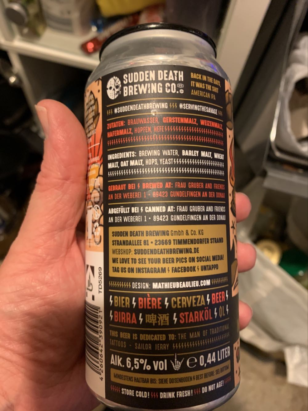 Back In The Days It Was The Shit Sudden Death Brewing Co. - Sudden Death (440 mL) alcohol collectible [Barcode 4260642390921] - Main Image 2