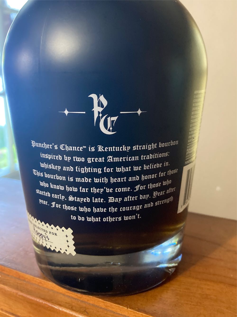 Puncher’s Chance - Bottled By Punchers Chance (750 mL) alcohol collectible [Barcode 856592006056] - Main Image 2